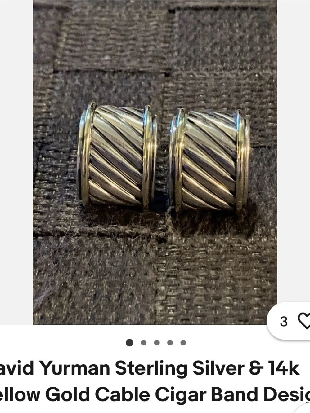 David Yurman two tone Cable Sterling gold 14k Oval Cufflinks